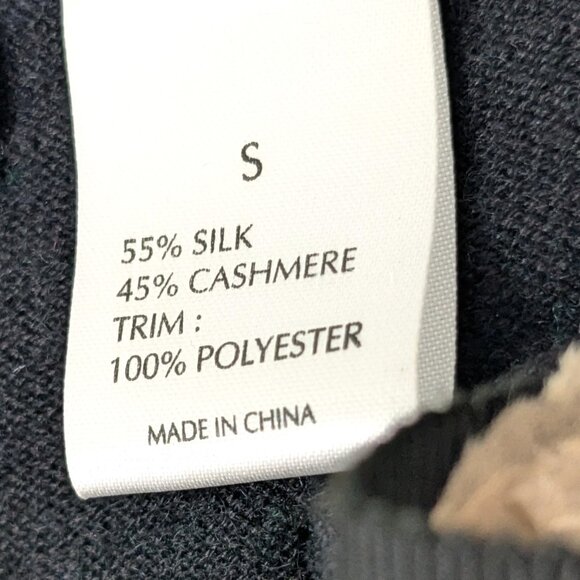 Saks Fifth Ave Cashmere Silk Sweater Womens Small Black with Bows Rosette - Picture 9 of 16